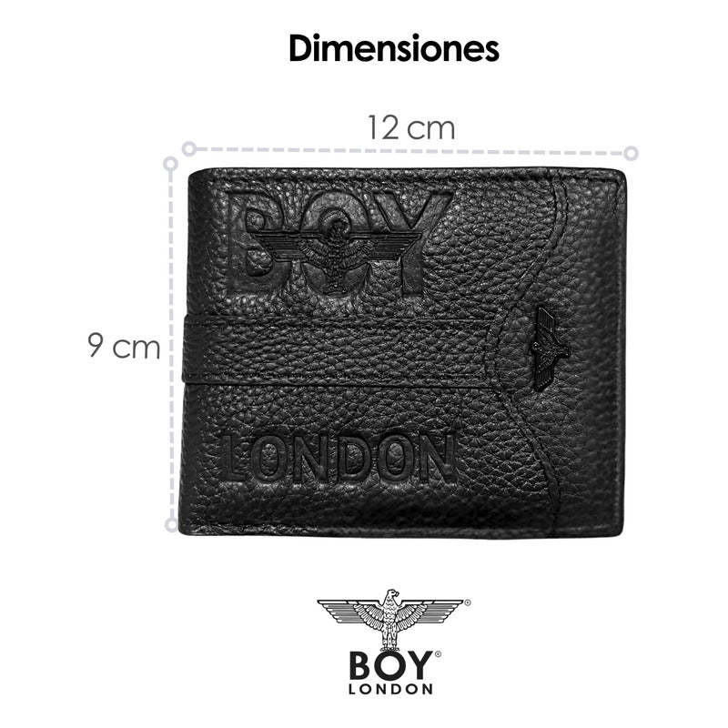 Cartera Negra De Piel Plegable Hombre Original Boy London