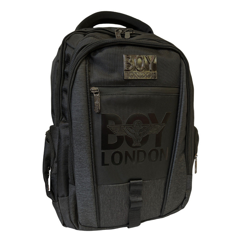 Mochila Escolar Backpack Negra Gran Capacidad Cierres Reforzados Boy London Color Negro Diseño De La Tela Lisa