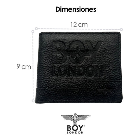 Cartera De Piel Plegable Negra Compacta Hombre Boy London Negro 102