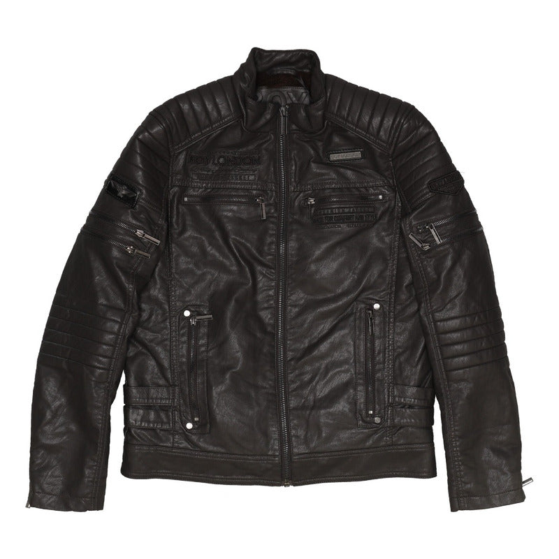 Chamarra Vinipiel Hombre Biker Interior Afelpado Boy London