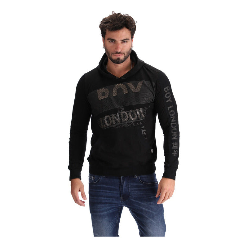 Sudadera Hoodie Ligera Negra Para Hombre Boy London
