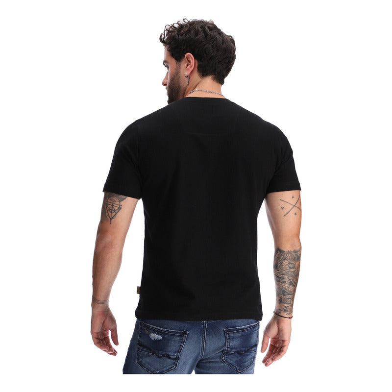 Playera Manga Corta Foil Dorado Aguila Azul Rojo Boy London