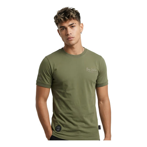 2 Pack Set Playera Hombre Cuello Redondo Boy London Verde Olivo Azul Claro