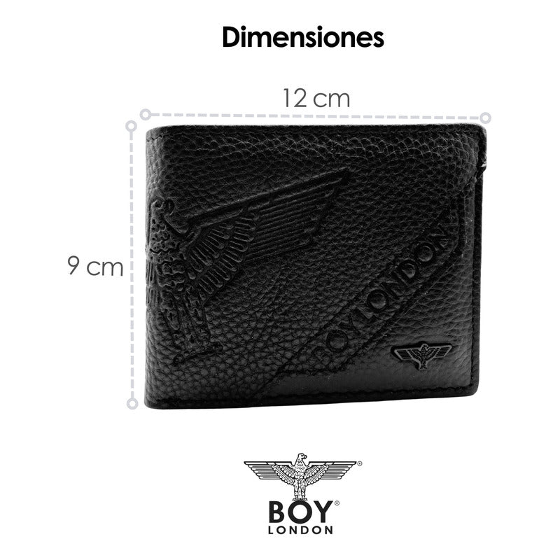 Cartera Negra De Piel Plegable Hombre Elegante Boy London