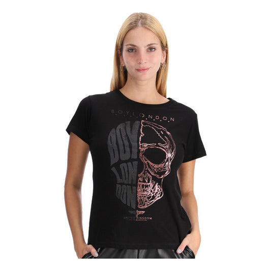 Playera Negra Mujer Silueta De Craneo Texturizado Boy London