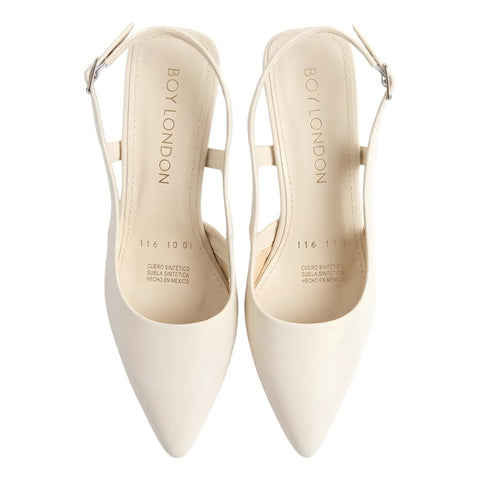 Zapatillas Tacones De Dama Elegantes Boy London Shoes Hueso Mate