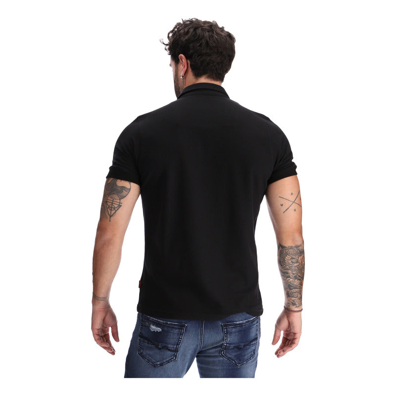 Playera Negra Tipo Polo Para Hombre Letras Rojas Boy London
