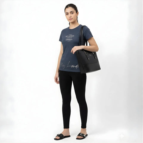 Bolsa Tote Boy London Negra Mujer Textura Capitonada Negro