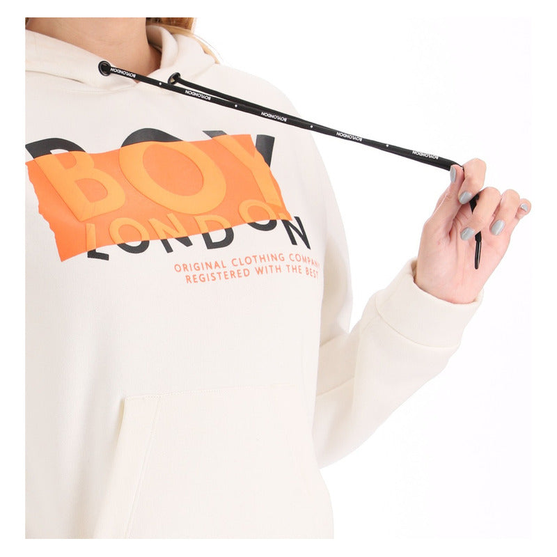Sudadera Mujer Letras Texturizadas Hd Naranja Boy London