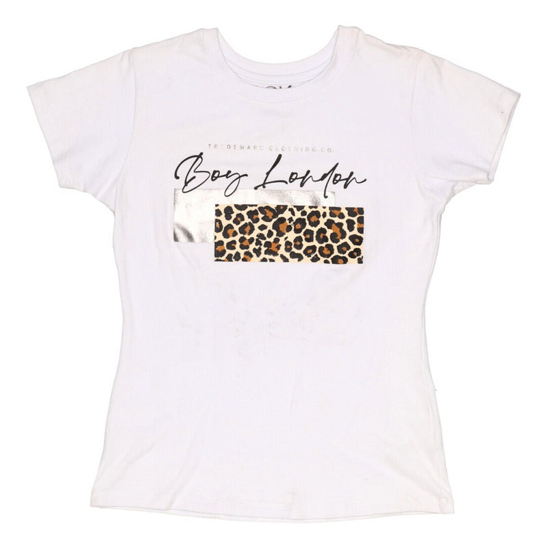 Playera Blanca Mujer Animal Print De Algodon Boy London