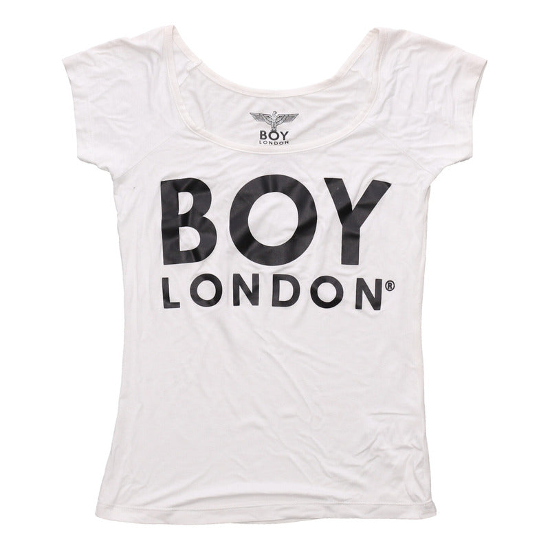 Blusa Blanca Dama Estampado Clásico Letras Negras Boy London