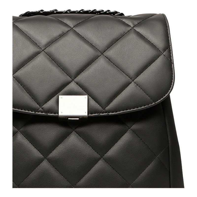 Mochila Casual Negra Para Mujer Dama Vinipiel Juvenil Boy London Color Negro Vinipiel Diseño De La Tela Cuadros