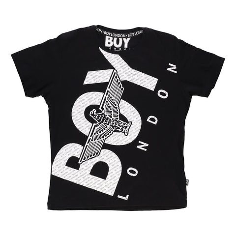 Playera Boy London Negra Logo Águila Estampado Para Hombre Negro Chica