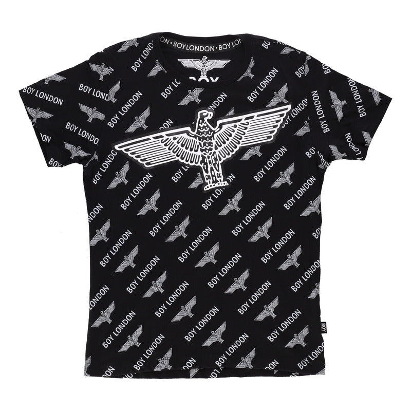 Playera Negra Hombre Estampado De Aguila Letras Boy London