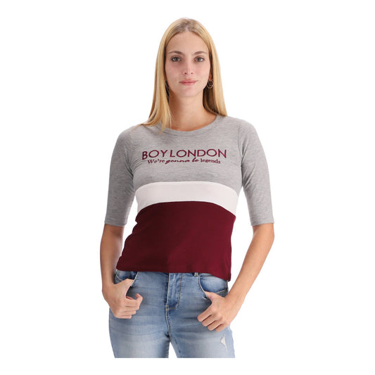 Blusa Para Dama Gris De Manga Bordado Legends Boy London