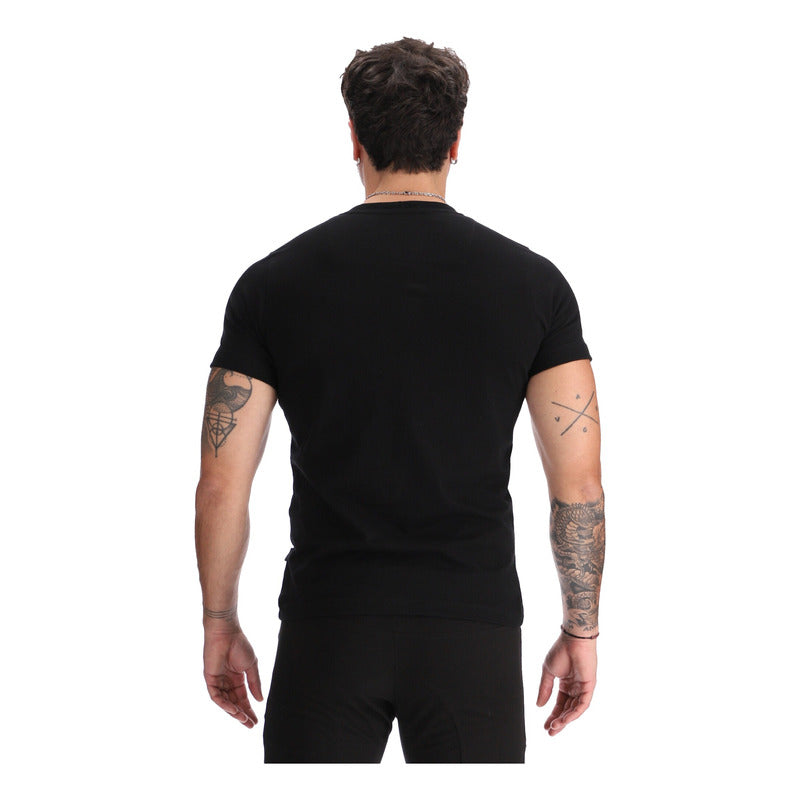 Playera Negra Manga Corta Hombre Parche Bordado Boy London