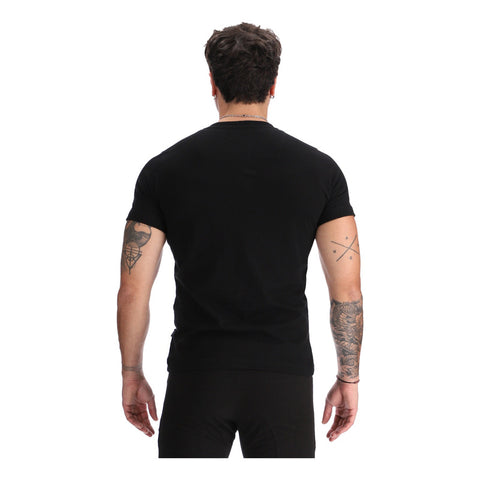 Playera Negra Manga Corta Hombre Parche Bordado Boy London