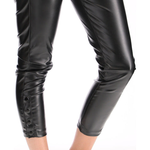 Leggins De Vinipiel Negro Con Botones Para Mujer Boy London