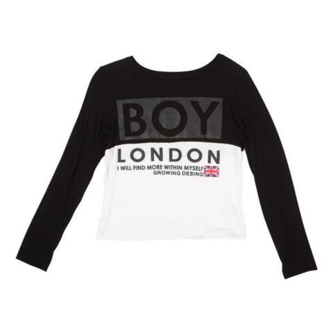Blusa De Dama Crop Top Manga Larga Casual Juvenil Boy London Blanco Y Negro