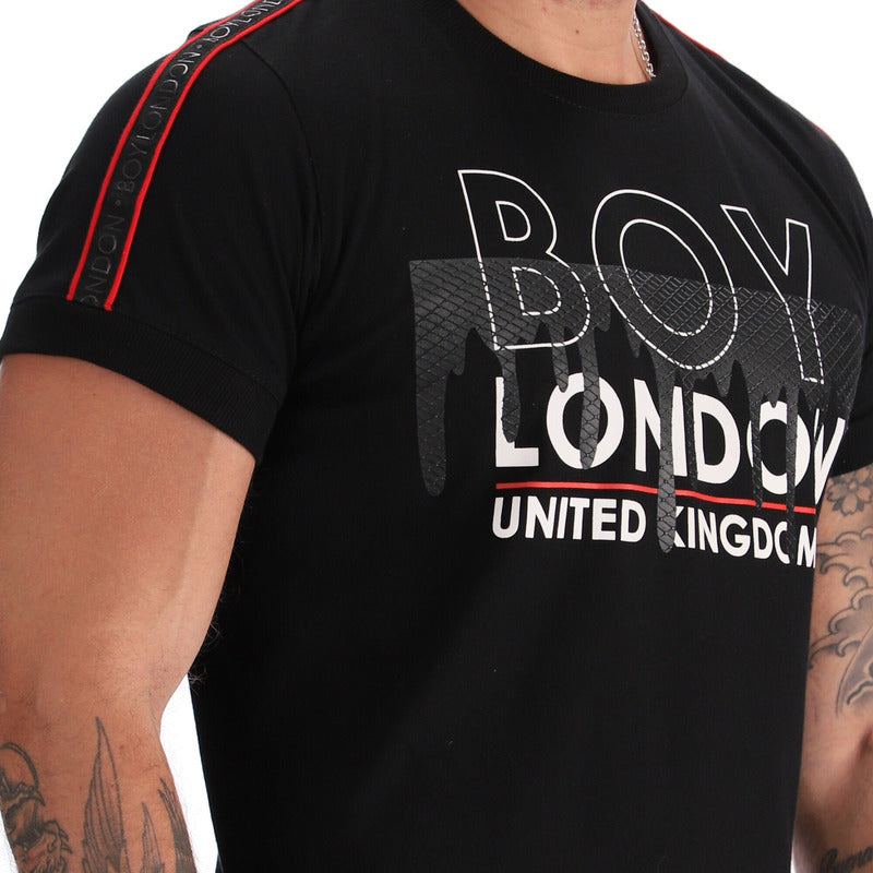 Playera Negra Hombre Texturizada United Kingdom Boy London