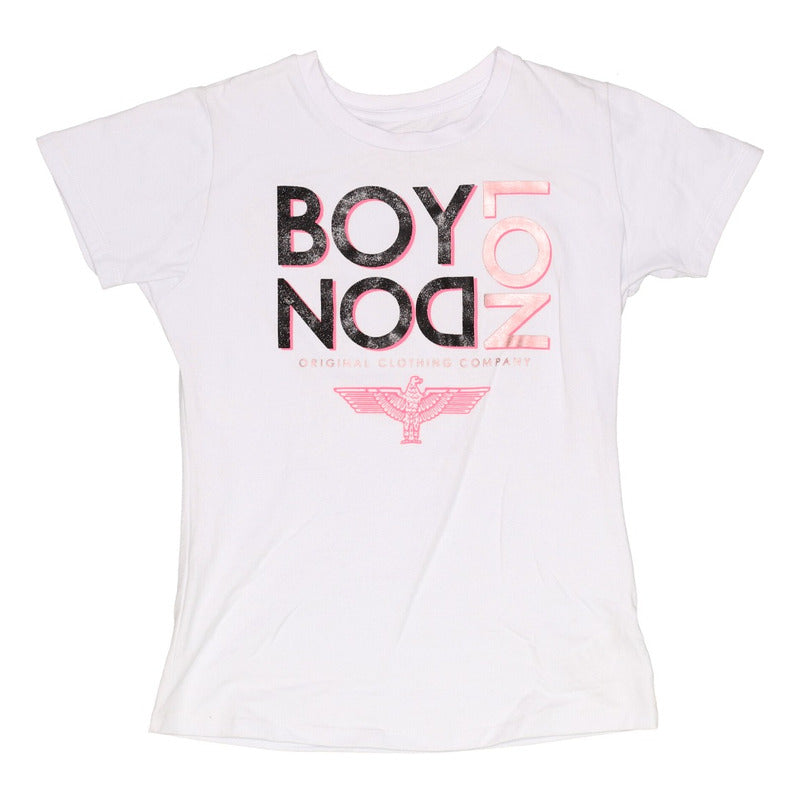 Playera Blanca Mujer Letras Con Brillos Negros Boy London