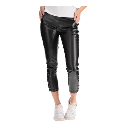 Leggins De Vinipiel Negro Con Botones Para Mujer Boy London