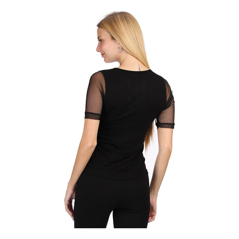 Blusa Negra Con Transparencia De Dama Awesome Boy London