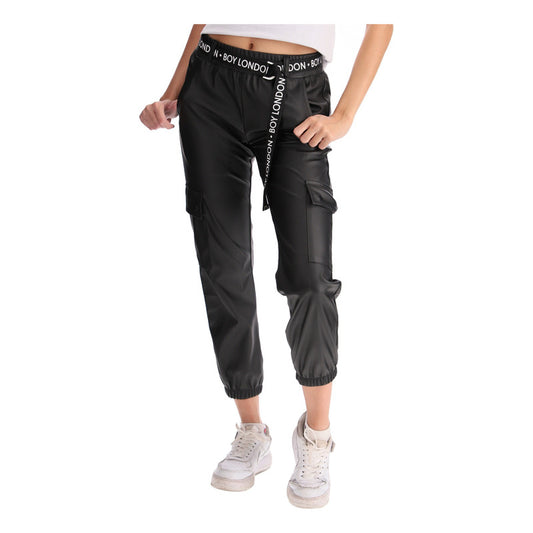 Pantalon Vinipiel Jogger Negro Cinturon Bolsillos Boy London