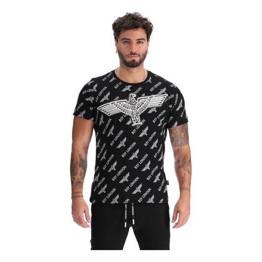 Playera Negra Hombre Estampado De Aguila Letras Boy London