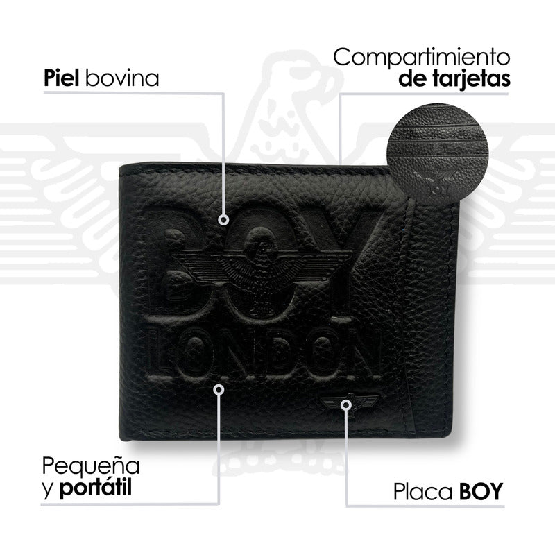 Cartera Negra De Piel Para Hombre Original Boy London