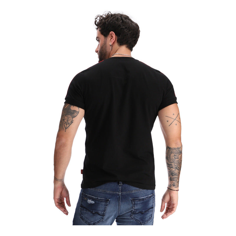 Playera Negra Hombre Texturizada United Kingdom Boy London