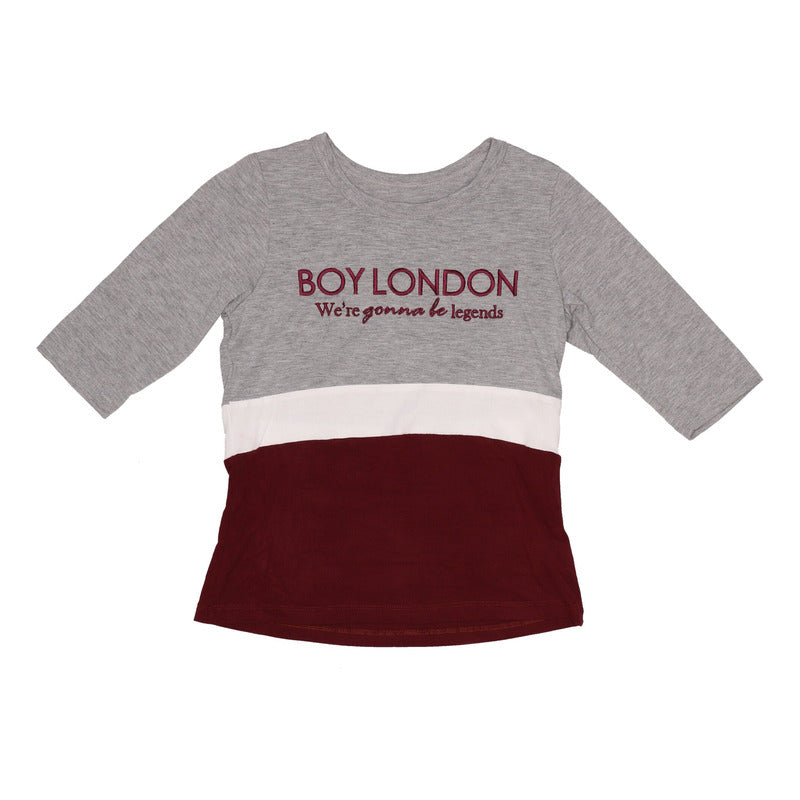 Blusa Para Dama Gris De Manga Bordado Legends Boy London