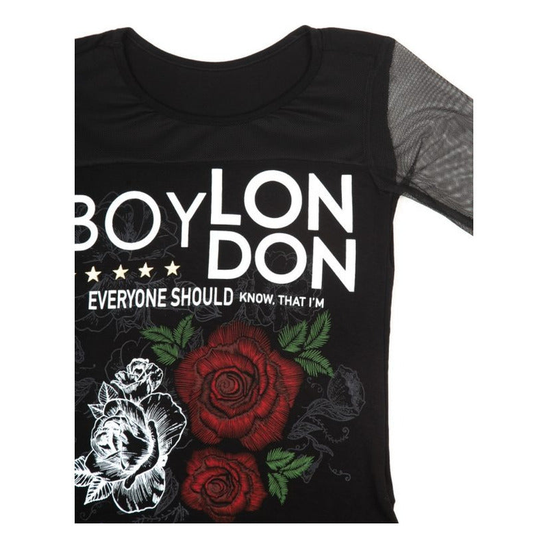 Blusa Negra Con Transparencia De Dama Awesome Boy London
