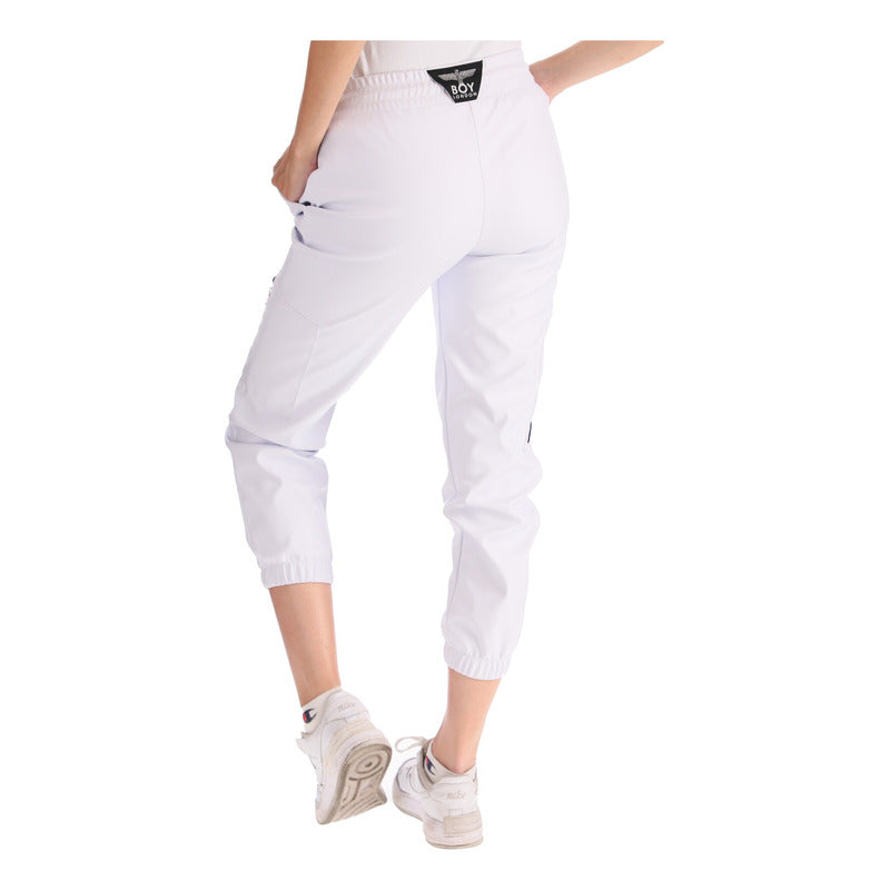 Pantalón Jogger Blanco De Vinipiel para Mujer Casual Juvenil Boy London
