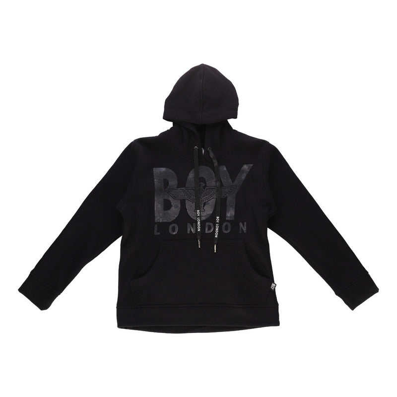 Sudadera Hoodie Negra Flok Plata Salpicado Hombre Boy London