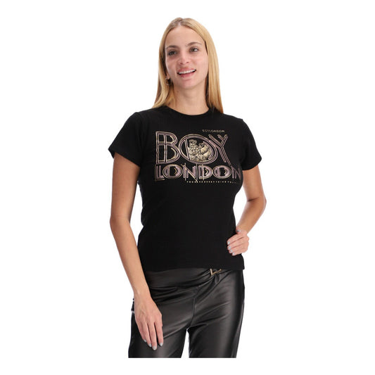 Playera Negra Mujer Letras Rose Gold Foil Oro Boy London