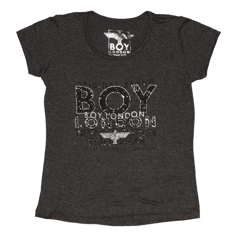 Playera Ligera Dama Letras Negras Foil Plateado Boy London