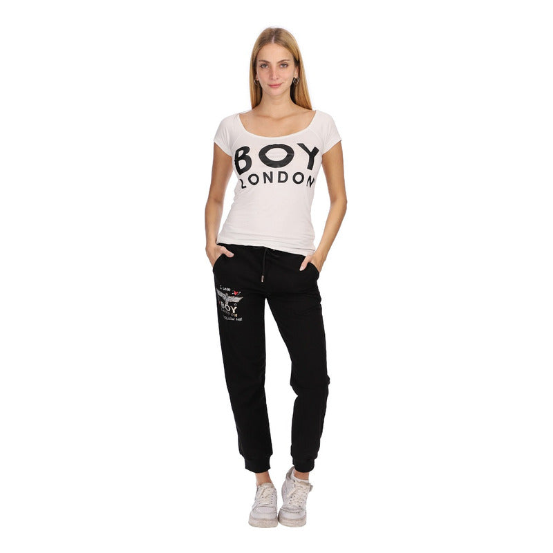 Pants Negro De Mujer Dama Jogger Casual I Love Boy London