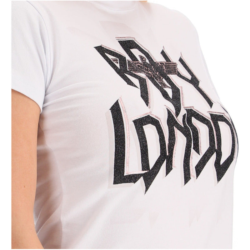 Playera Blanca Mujer Foil Rosa Letras Brillantes Boy London