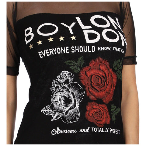 Blusa Negra Con Transparencia De Dama Awesome Boy London