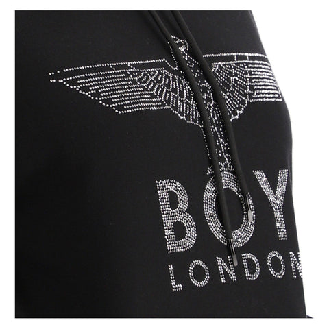 Sudadera Mujer Crop Top Ombliguera Con Pedreria Plata Boy London