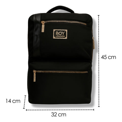Mochila Negra Casual Urbana Cierres Rosa Metálico Boy London Color Negro Y Rosa Diseño De La Tela Lisa Liso