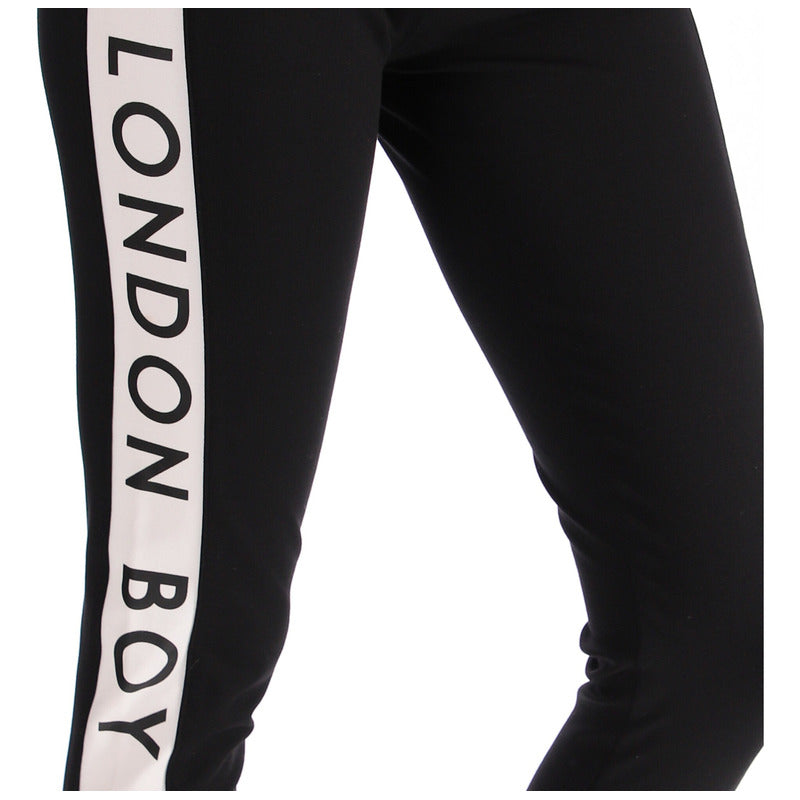 Pants Deportivo Ajustado Negro Mujer Letras Boy London
