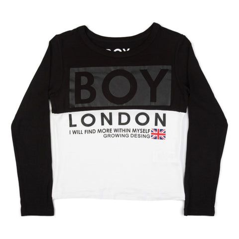 Blusa De Dama Crop Top Manga Larga Casual Juvenil Boy London Blanco Y Negro