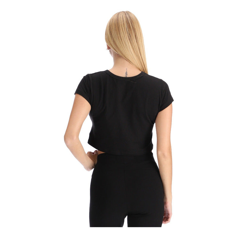 Crop Top Negro Dama Estampado Letras Foil Plata Boy London