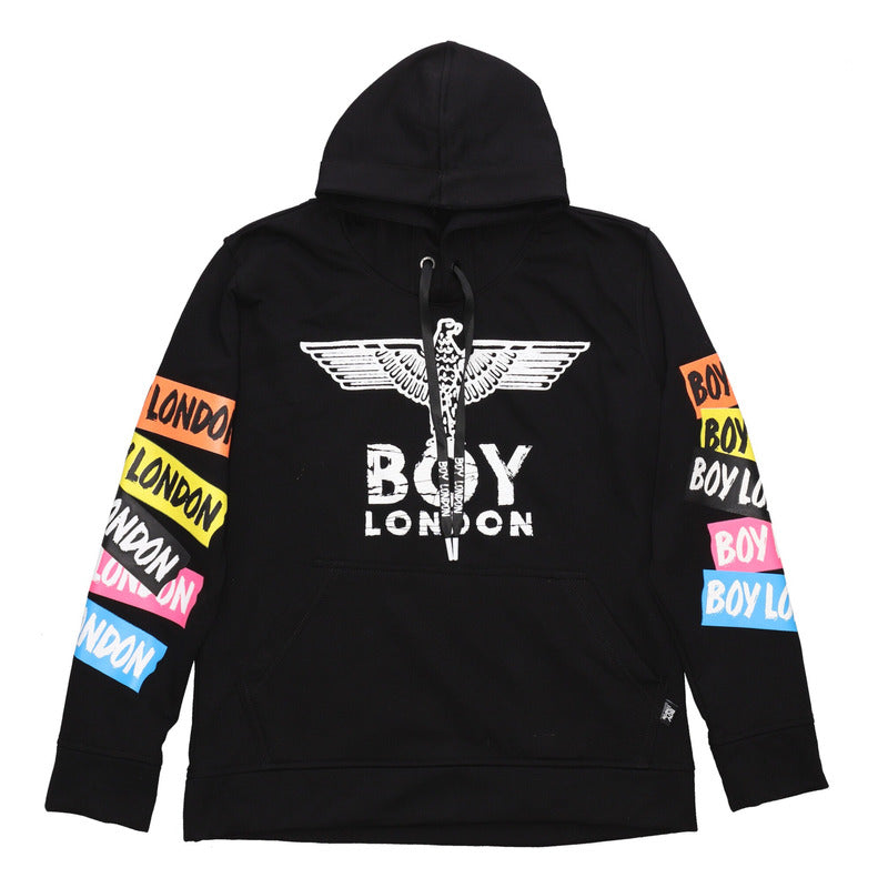 Sudadera Negra Con Gorro Hombre Mangas De Colores Boy London