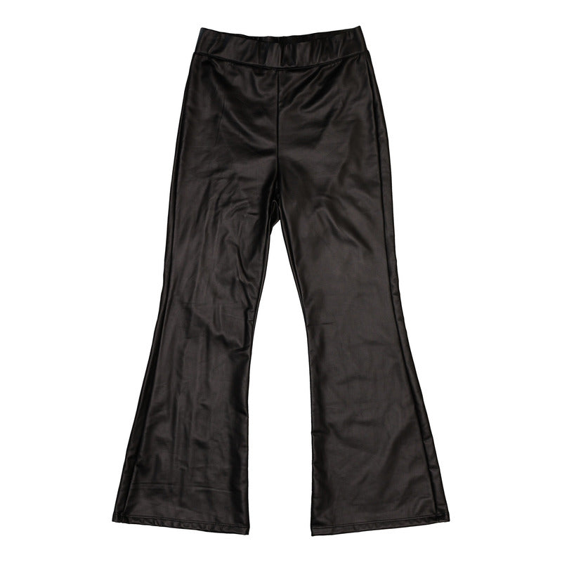 Pantalón Negro Acampanado Para Mujer De Vinipiel Boy London