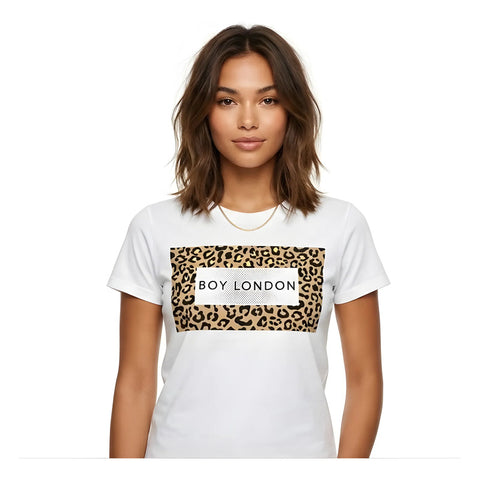 Playera Boy London Mujer Blanca Estampado Animal Print Blanco Animal Print S