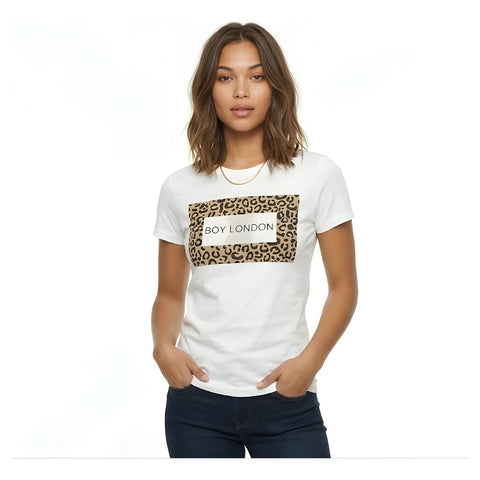 Playera Boy London Mujer Blanca Estampado Animal Print Blanco Animal Print S