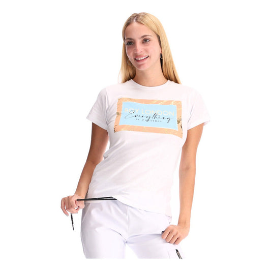Playera Blanca Mujer Algodon Manga Corta Pedreria Boy London